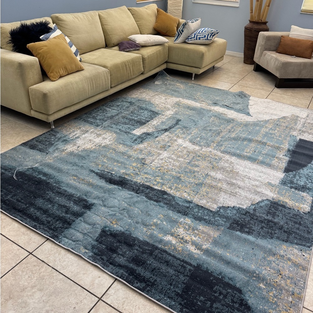 Brand new ! Abstract Blue and Gray Area Rug